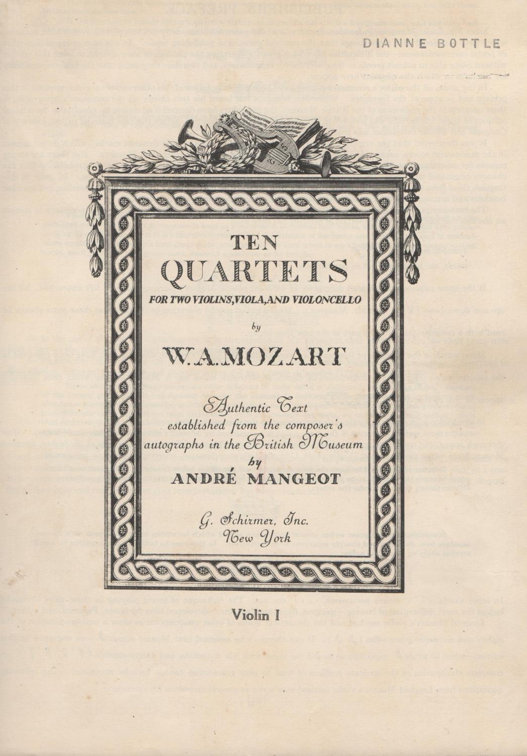 Ten Quartets for Two Violins, Viola, and Violoncello by Wolfgang