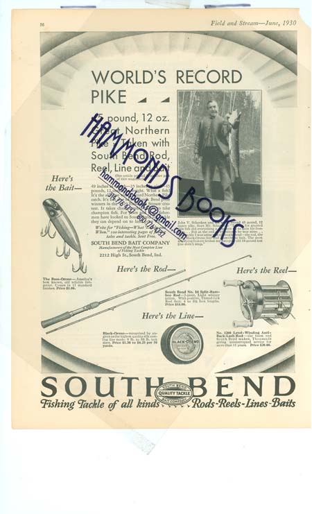 Original 1956 South Bend Model 4769 Spinning Rod Fishing Magazine Print  Ad