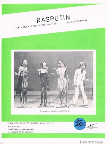 Rasputin Recorded By Boney M By F Farian Reyam F Jay S Klinkhammer Arranger Very Good Sheet Music 1978 Hall Of Books Rasputin Recorded By Boney M By F Farian Reyam F Jay S Klinkhammer Arranger Very Good Sheet Music 1978 Hall Of Books