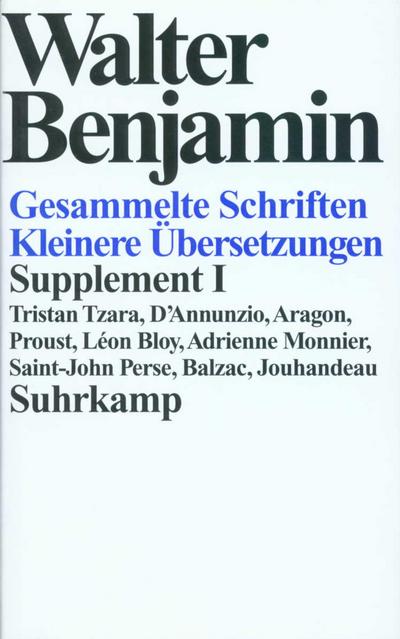 Gesammelte Schriften, Suppl.-Bde., Ln Gesammelte Schriften - Walter Benjamin