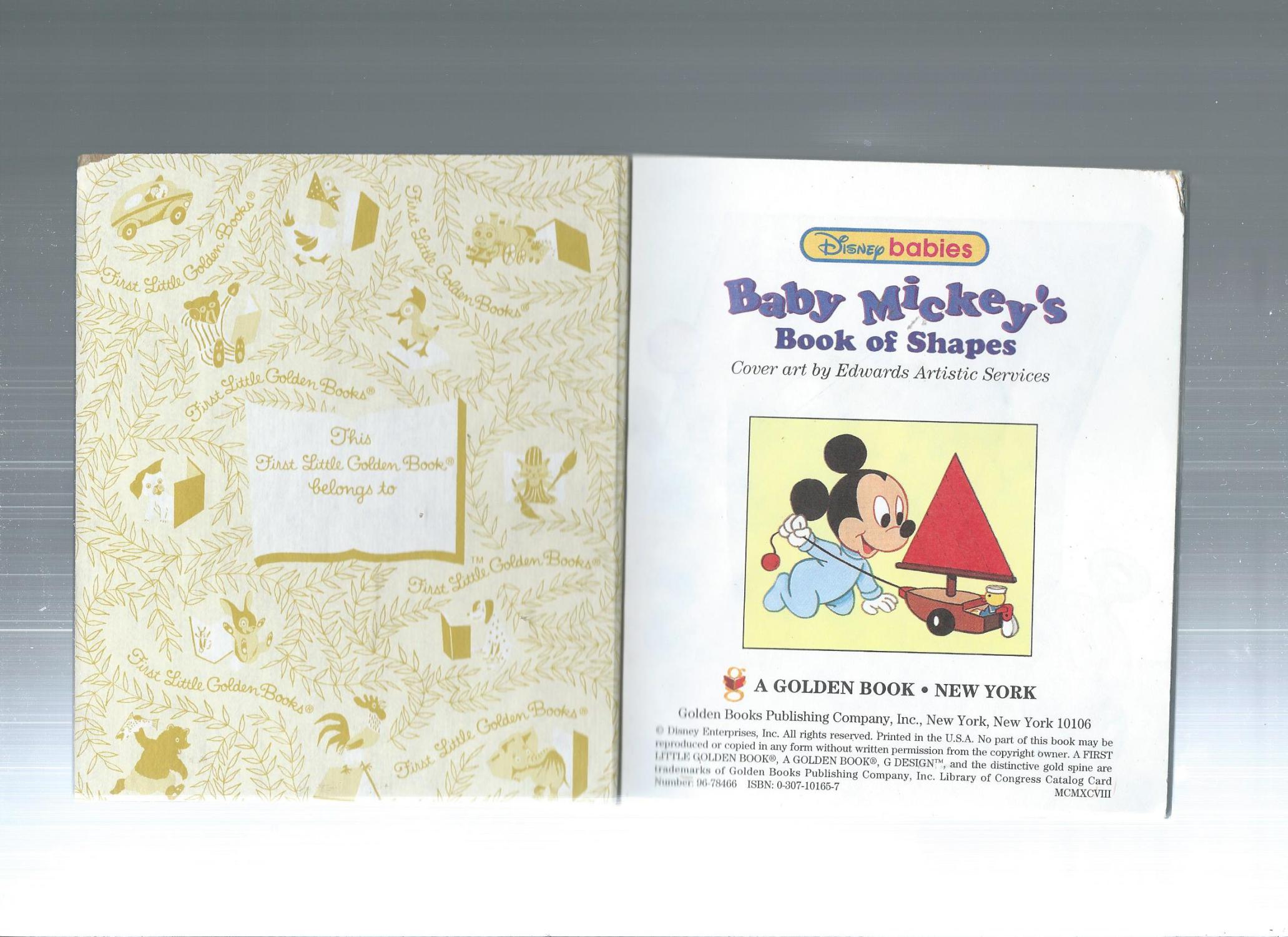 Baby Mickey's Book of Shapes by Walt Disney: Very Good Hardcover (1998 ...