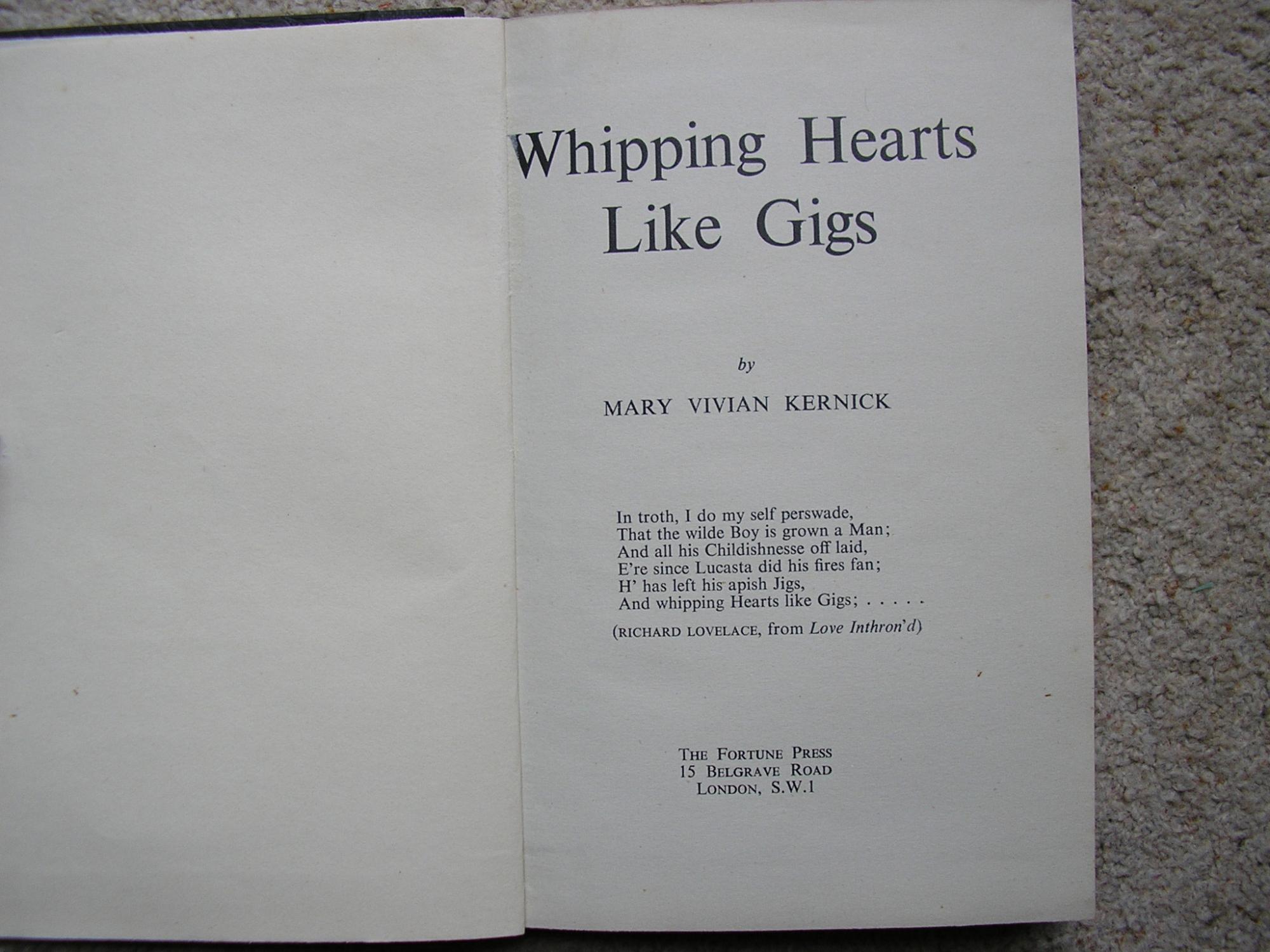 Whipping Hearts Like Gigs By Mary Vivian Kernick Steven Ferdinando PBFA whipping-hearts-like-gigs-by-mary-vivian-kernick-steven-ferdinando-pbfa