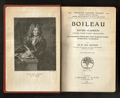 Boileau. oeuvres classiques disposées d'après l'ordre chronologique avec introduction, bibliographie, notes, grammaire, lexique et illustrations documentaires par Ch.-M. Des Granges. Collection d'auteurs francais. - Granges, Ch.-M. Des