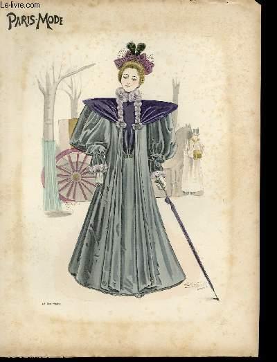 GRAVURE 19eme COULEURS - PARIS MODE - DAME AU GRAND MANTEAU GRIS ROVSSELLE [Bon] [Couverture souple]