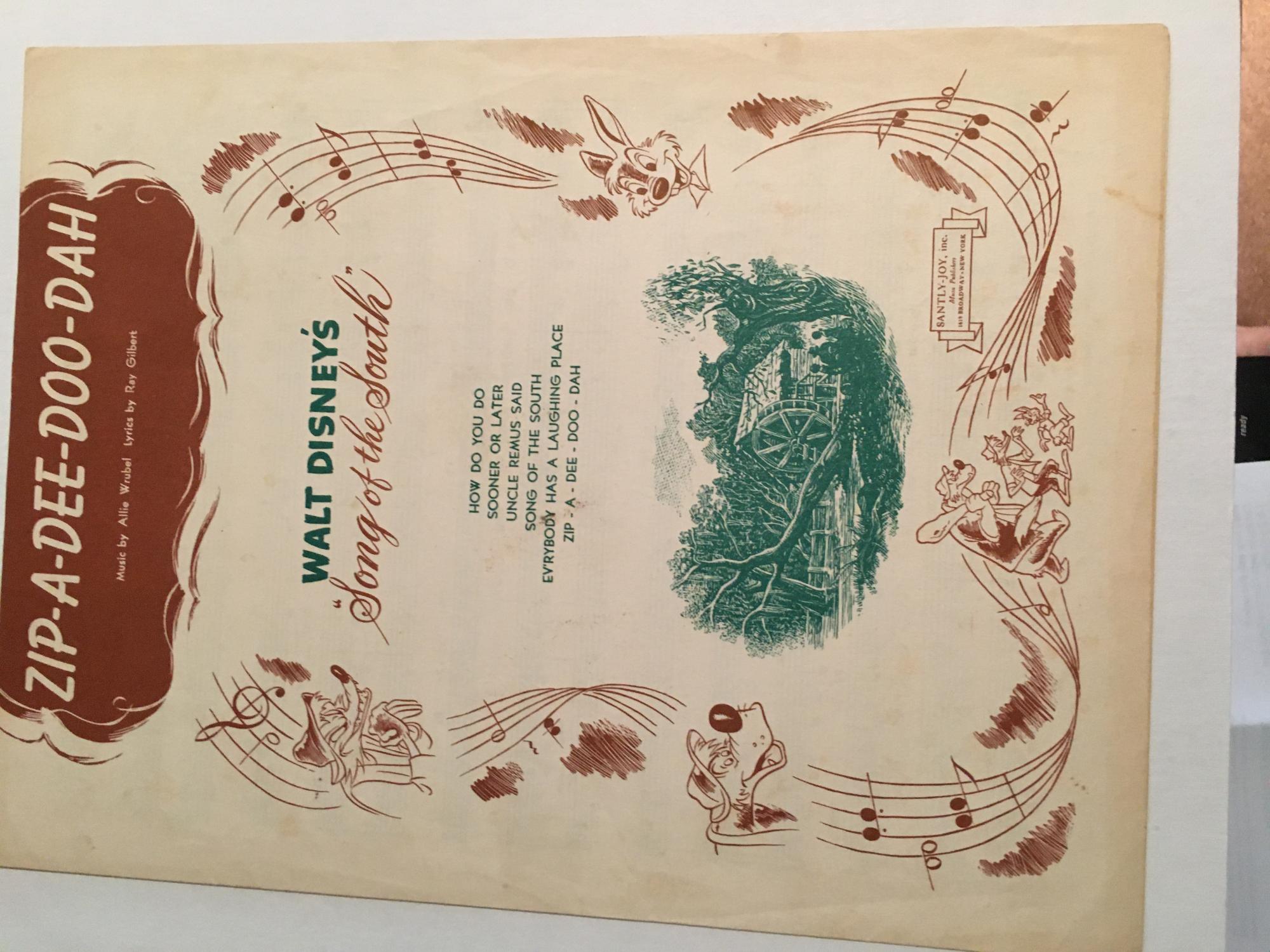 Zip A Dee Doo Dah By Disney Walt 1946 1st Edition Sheet Nbsp Music Stan Beecher Books