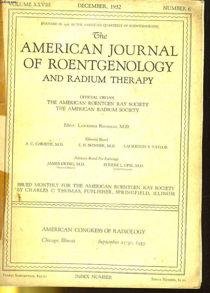 THE AMERICAN JOURNAL OF ROENTGENOLOGY AND RADIUM THERAPY OFFICIAL