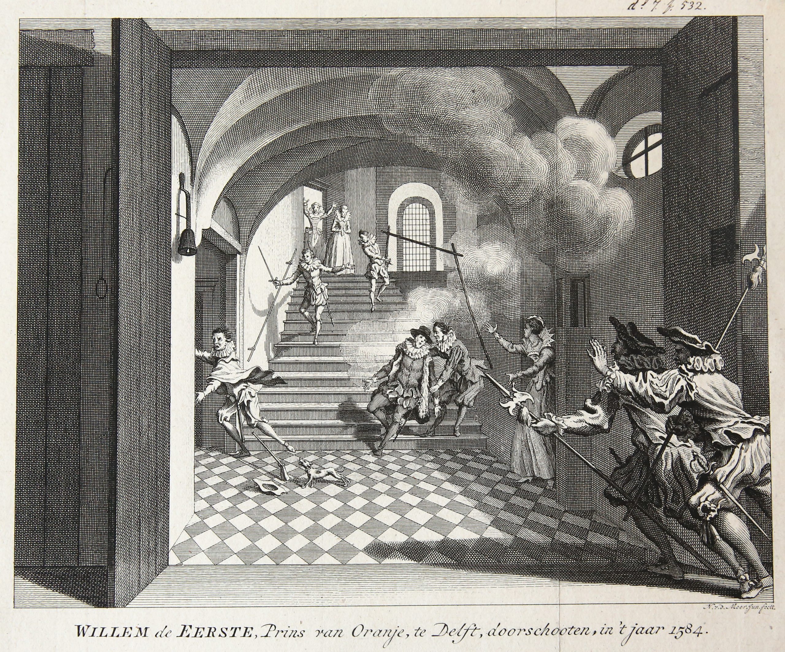 [History print, etching] 'Willem de Eerste, Prins van Oranje, te Delft