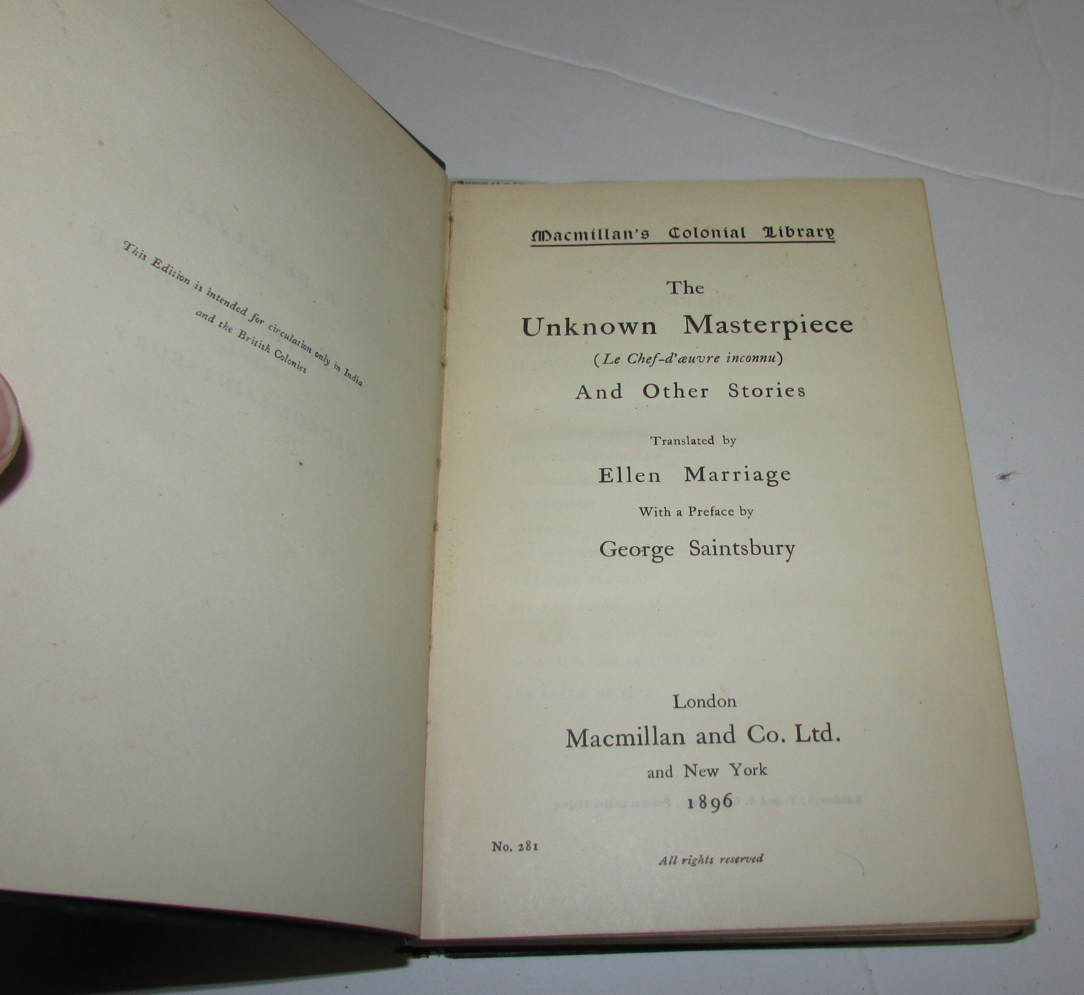 The Unknown Masterpiece (Le Chefd'oeuvre inconnu) And Other Stories