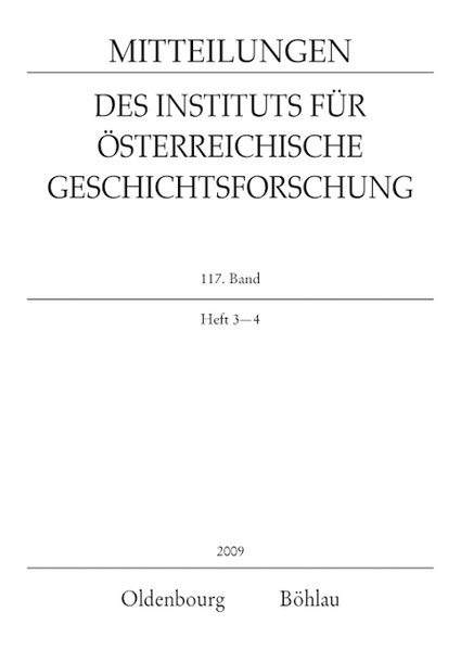 Mitteilungen des Instituts für Österreichische Geschichtsforschung: HEFT 117/3-4