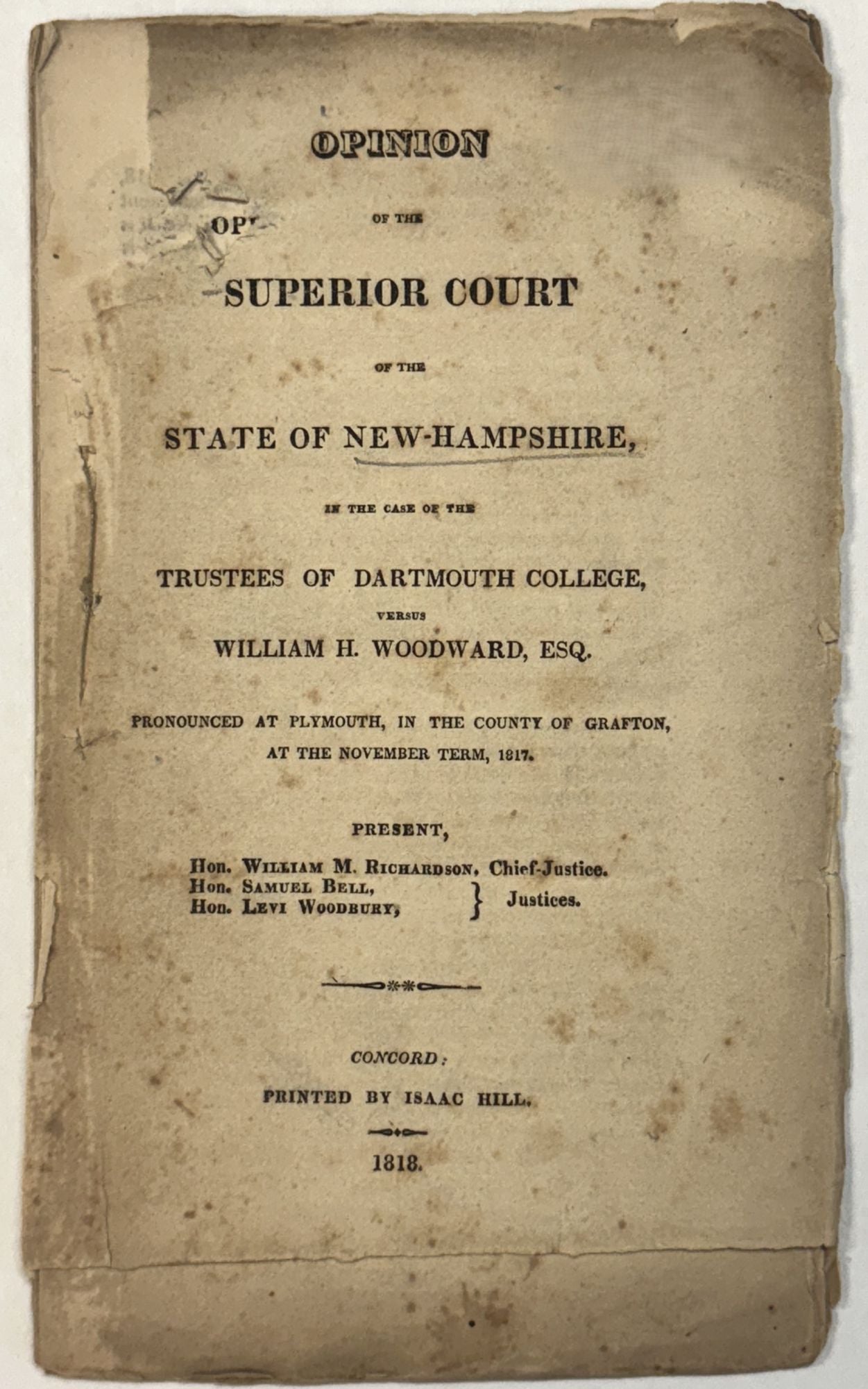 OPINION OF THE SUPERIOR COURT OF THE STATE OF NEWHAMPSHIRE, IN THE