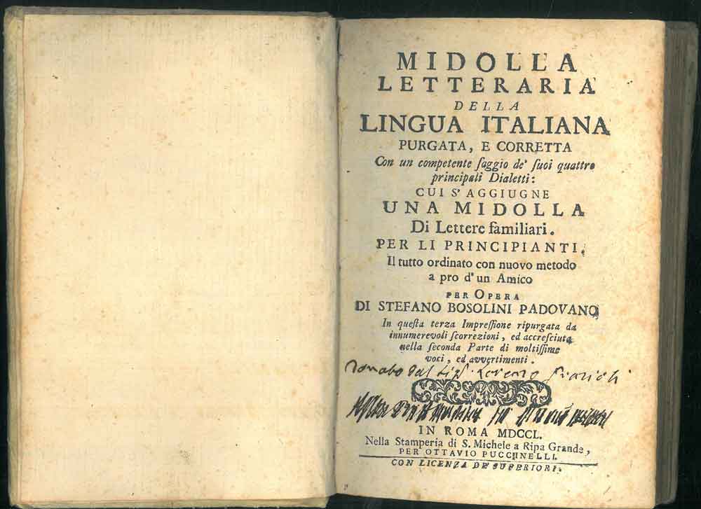 Abebooks Midolla letteraria della lingua italiana purgata e corretta con un competente saggio de' suoi quattro principali dialetti: cui s'aggiugne una midolla di lettere familiari. Per li principianti. Il tutto ordinato con nuov