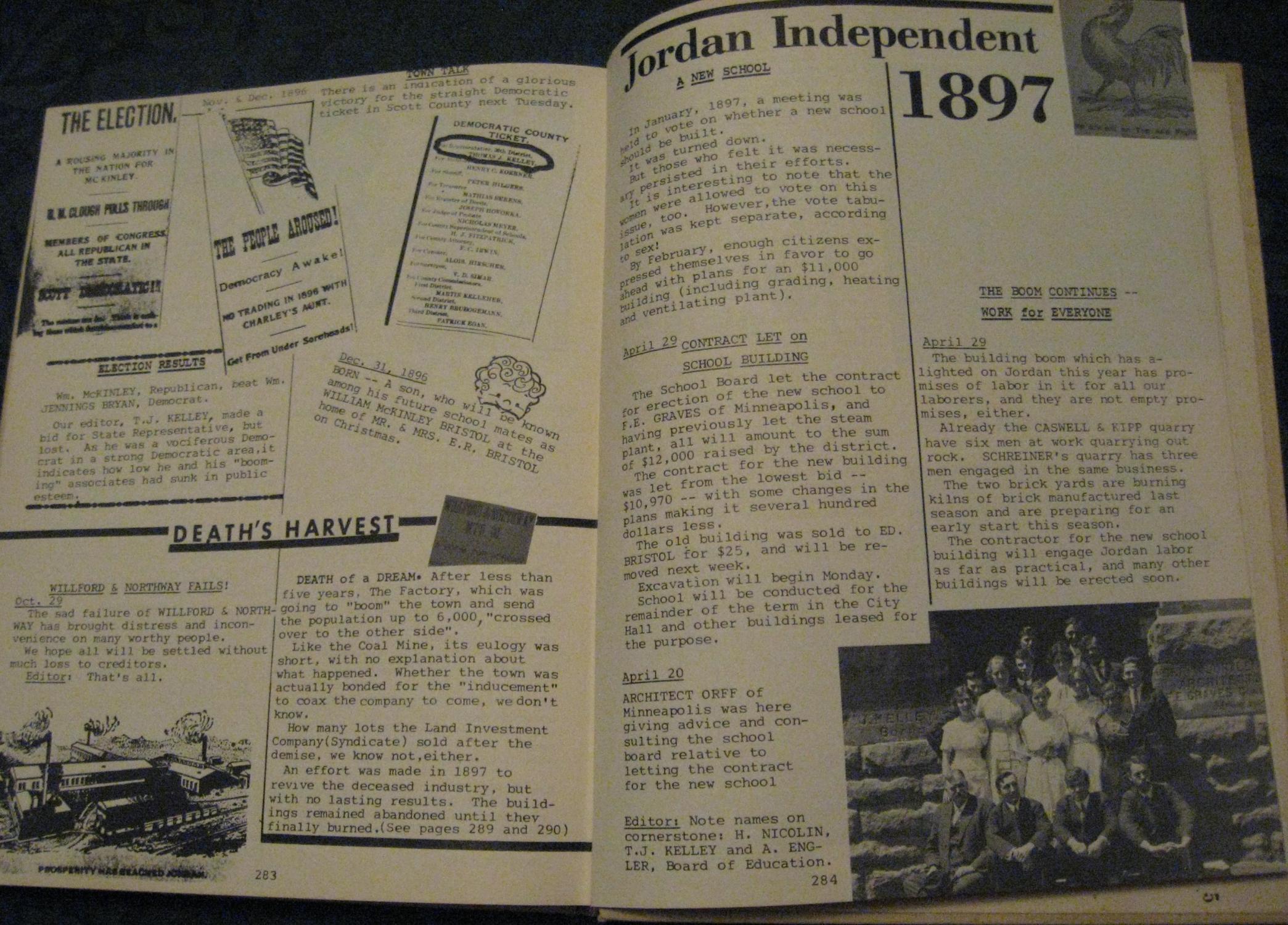 Jordan Minnesota A Newspaper Looks at a Town volume one and two by