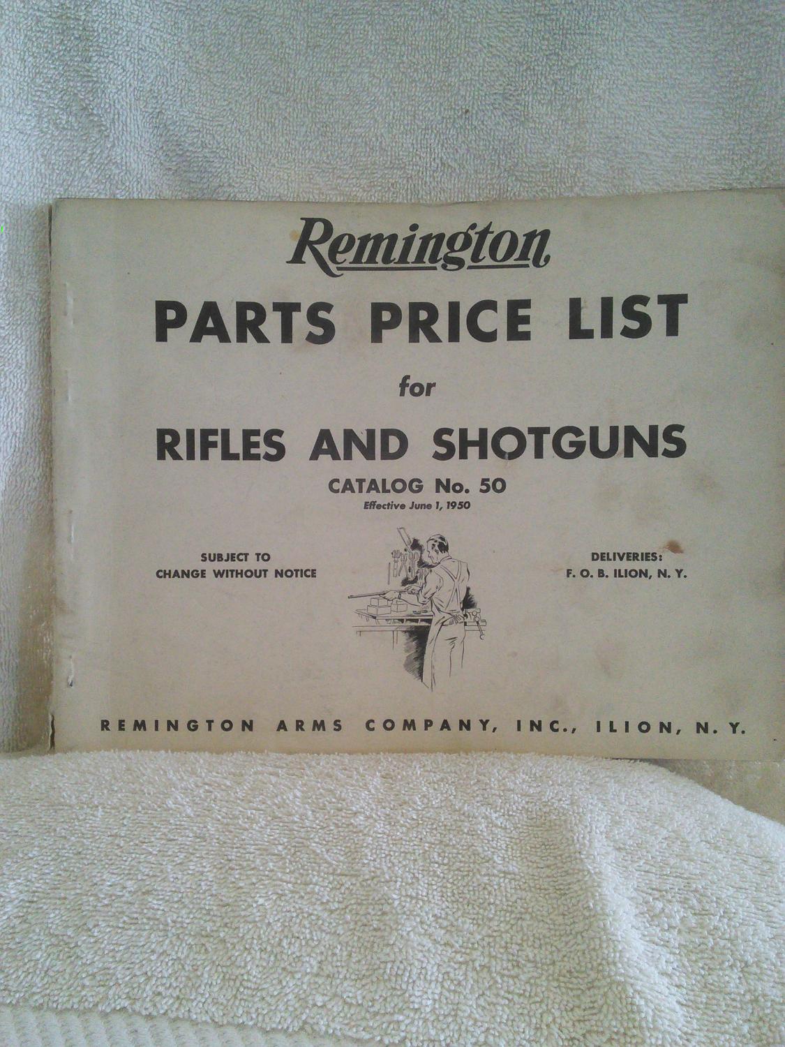 Details about   Remington Parts Price List For Rifles And Shotguns Catalog # 50 1950 Advertising 