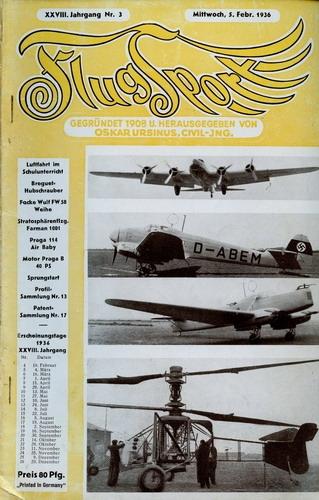 Zeitschrift Flugsport von Oskar Ursinus - Kompletter Jahrgang 1936