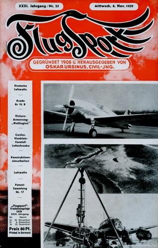 Jahresausgabe 1939 Zeitschrift Flugsport
