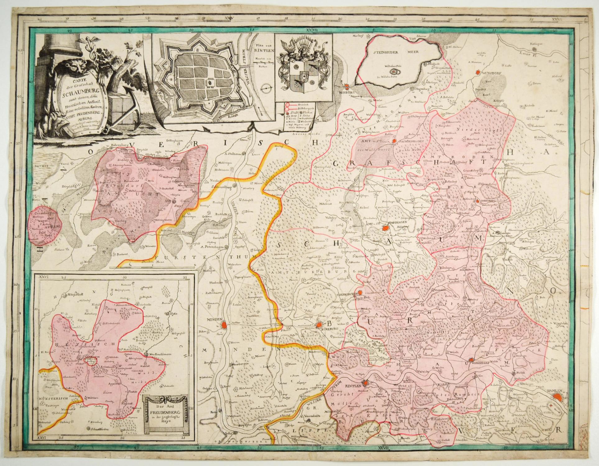 SCHAUMBURG/Lahn. - Karte. "Carte der Grafschaft Schaumburg samt denen
