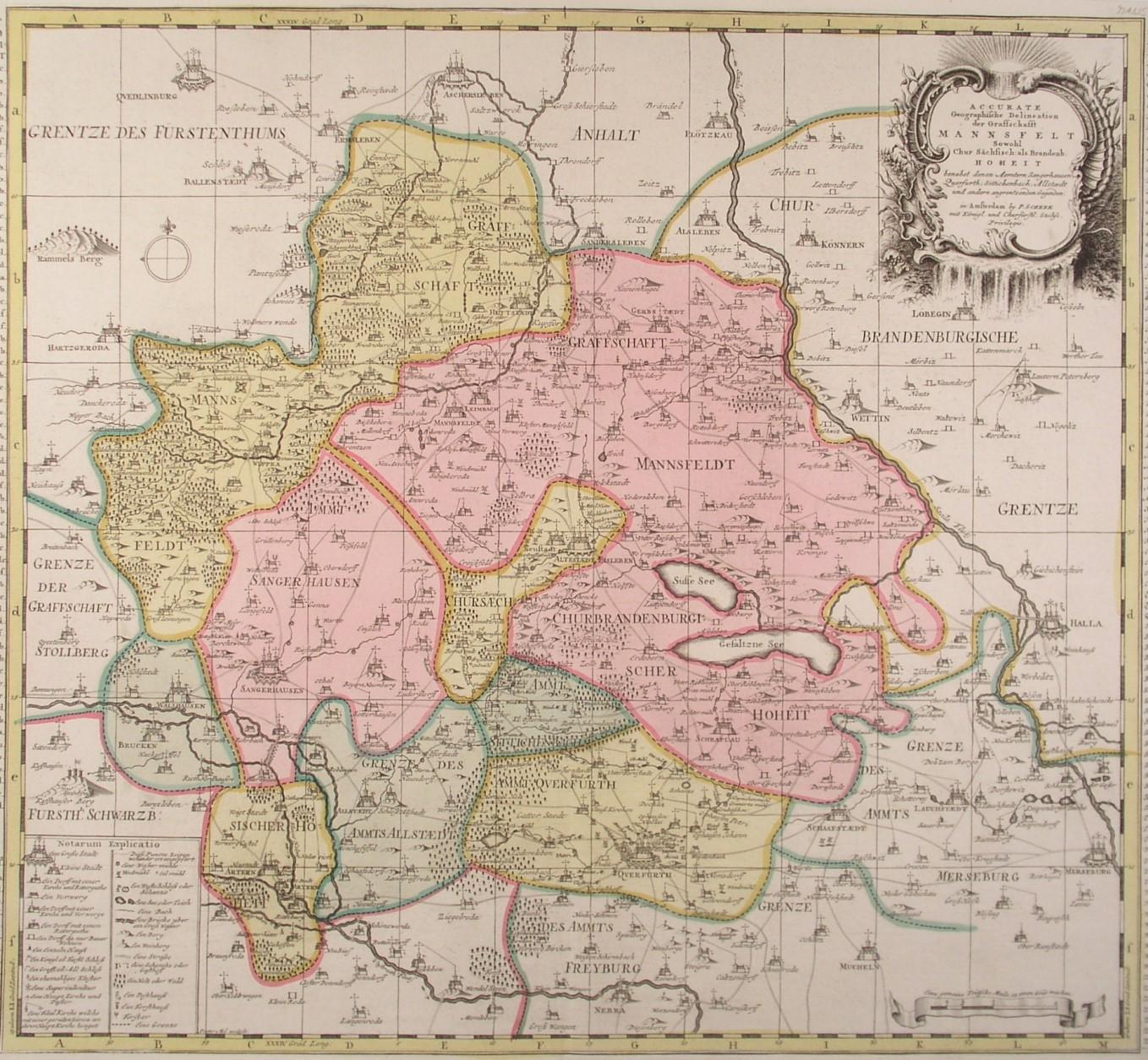 MANSFELD. - Karte. "Accurate Geographische Delineation der Graffschafft