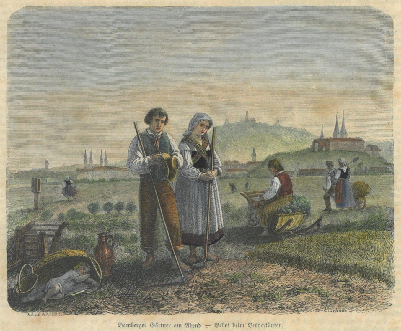 BAMBERG. Tracht. "Bamberger Gärtner am Abend Gebet beim Vesper