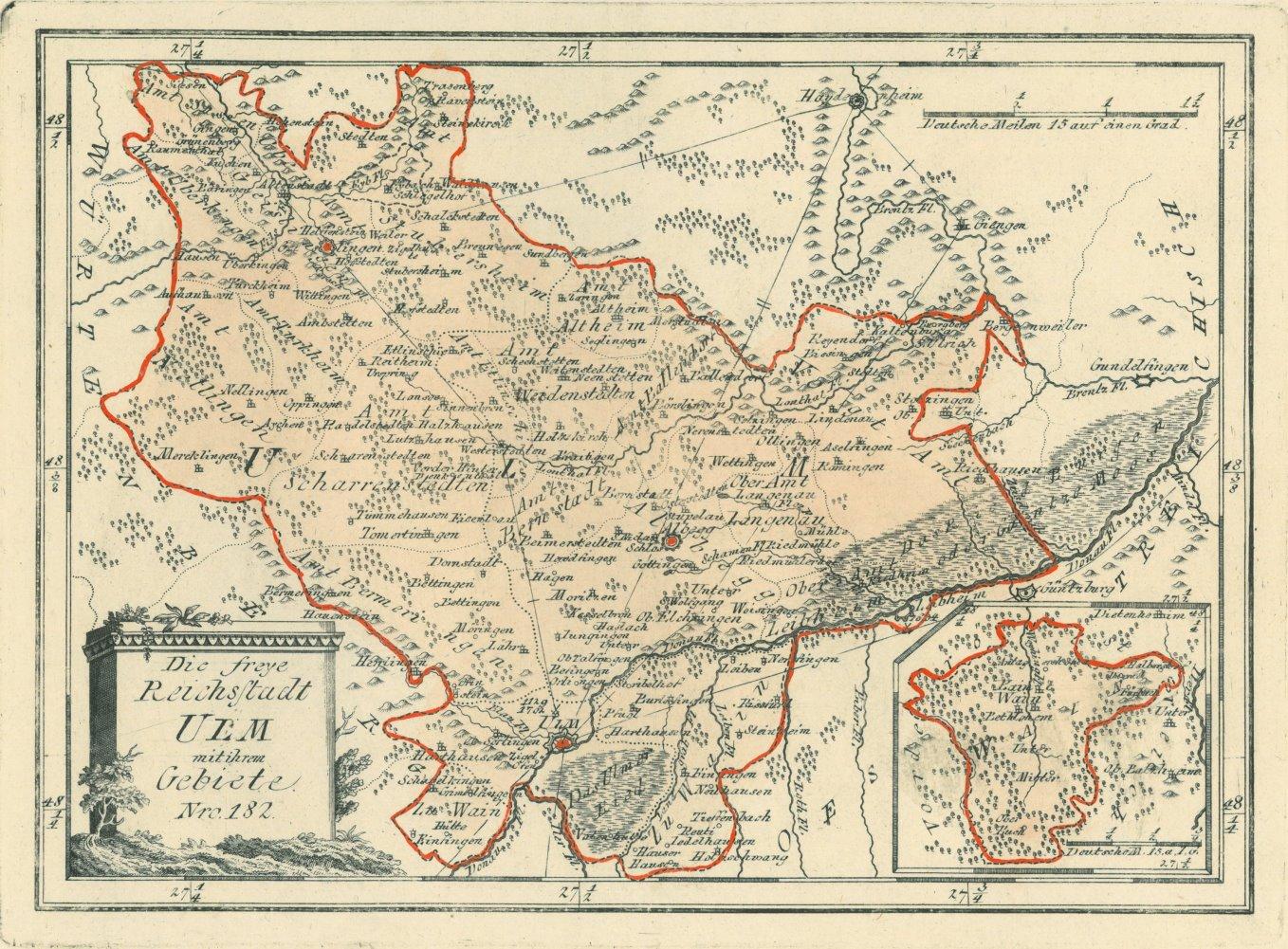 ULM. - Karte. "Die Freye Reichsstadt Ulm mit ihren Gebiete Nro. 182".: Art / Print / Poster 