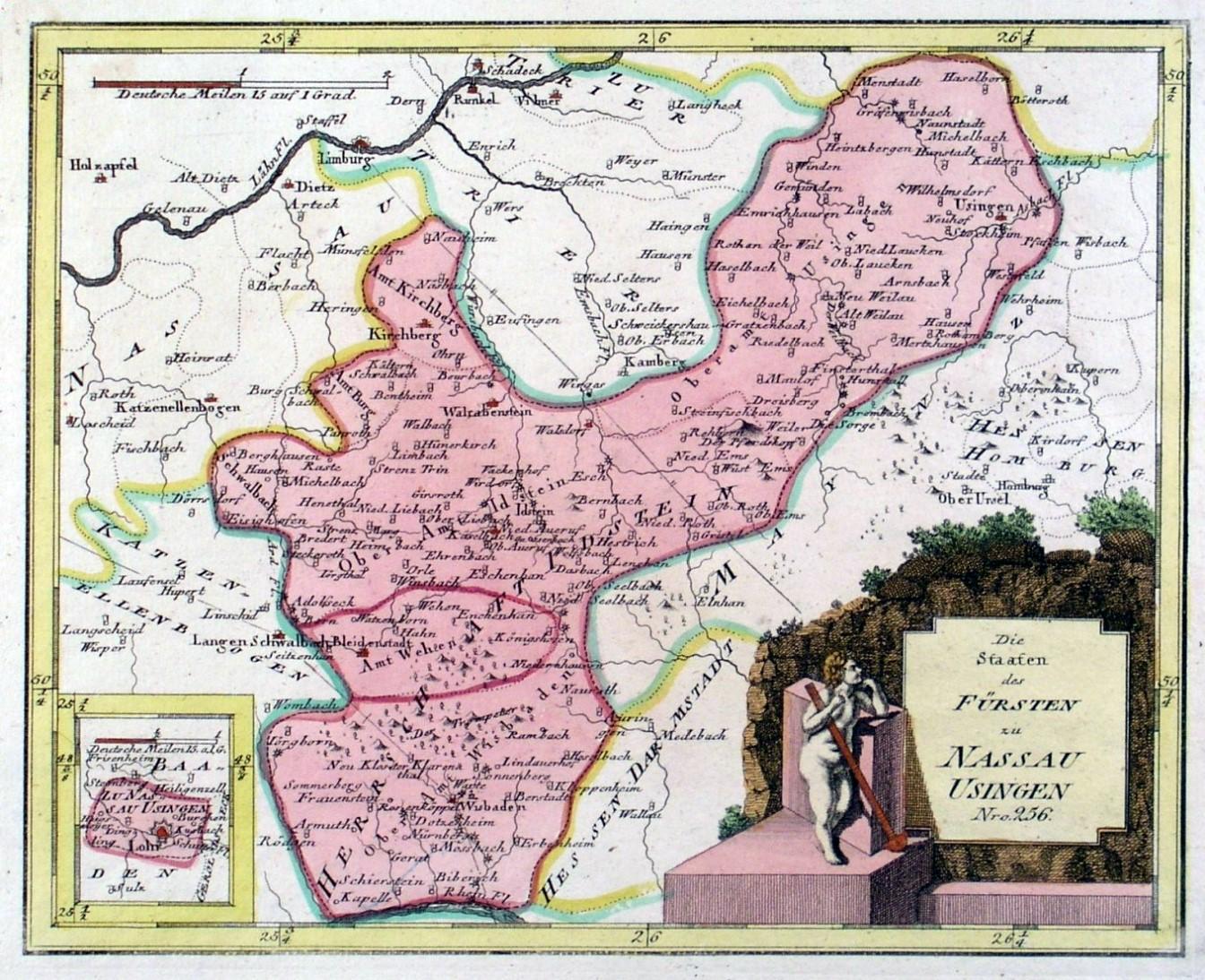 IDSTEIN - Usingen. - Karte. "Die Staaten des Fürsten zu Nassau Usingen