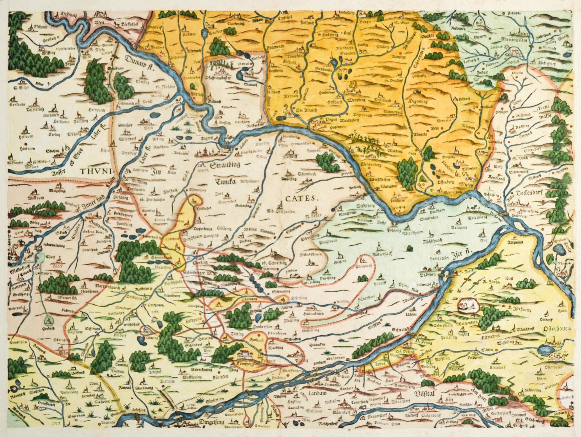 NIEDERBAYERN. - Karte. Karte des Gebietes nördlich von Dingolfing bis