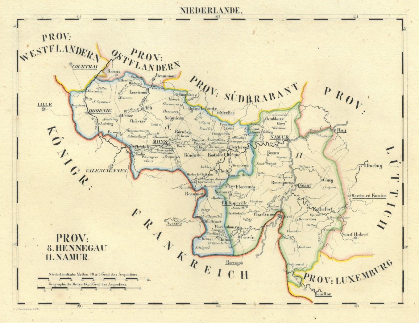 HENNEGAU. - Karte. "Prov: Hennegau und Namur".: Art / Print / Poster