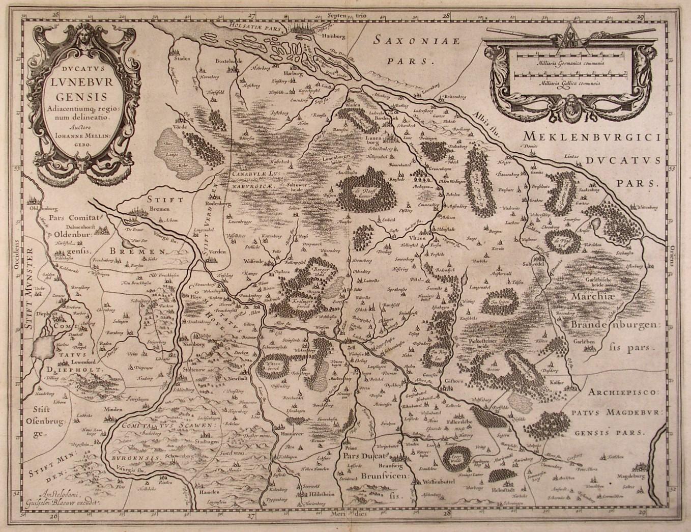 LÜNEBURG. - Karte. "Ducatus Luneburgensis Adiacentiumq".: Art / Print