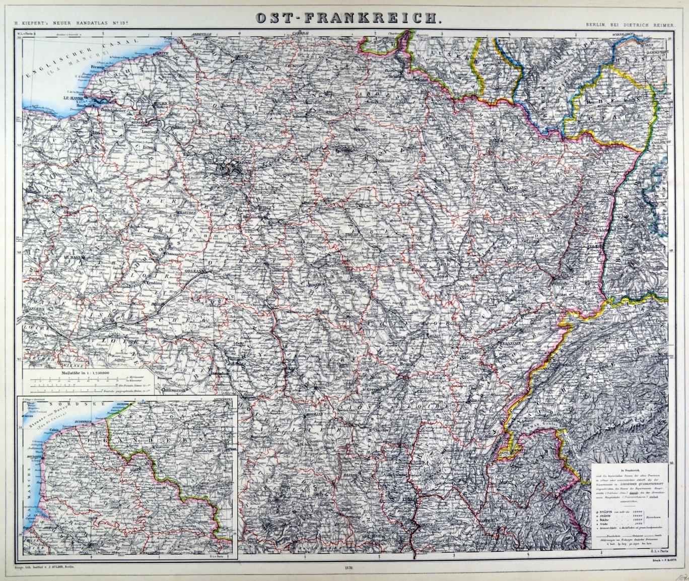 FRANKREICH. - Ostfrankreich. - Karte. "Ost-Frankreich".: Art / Print