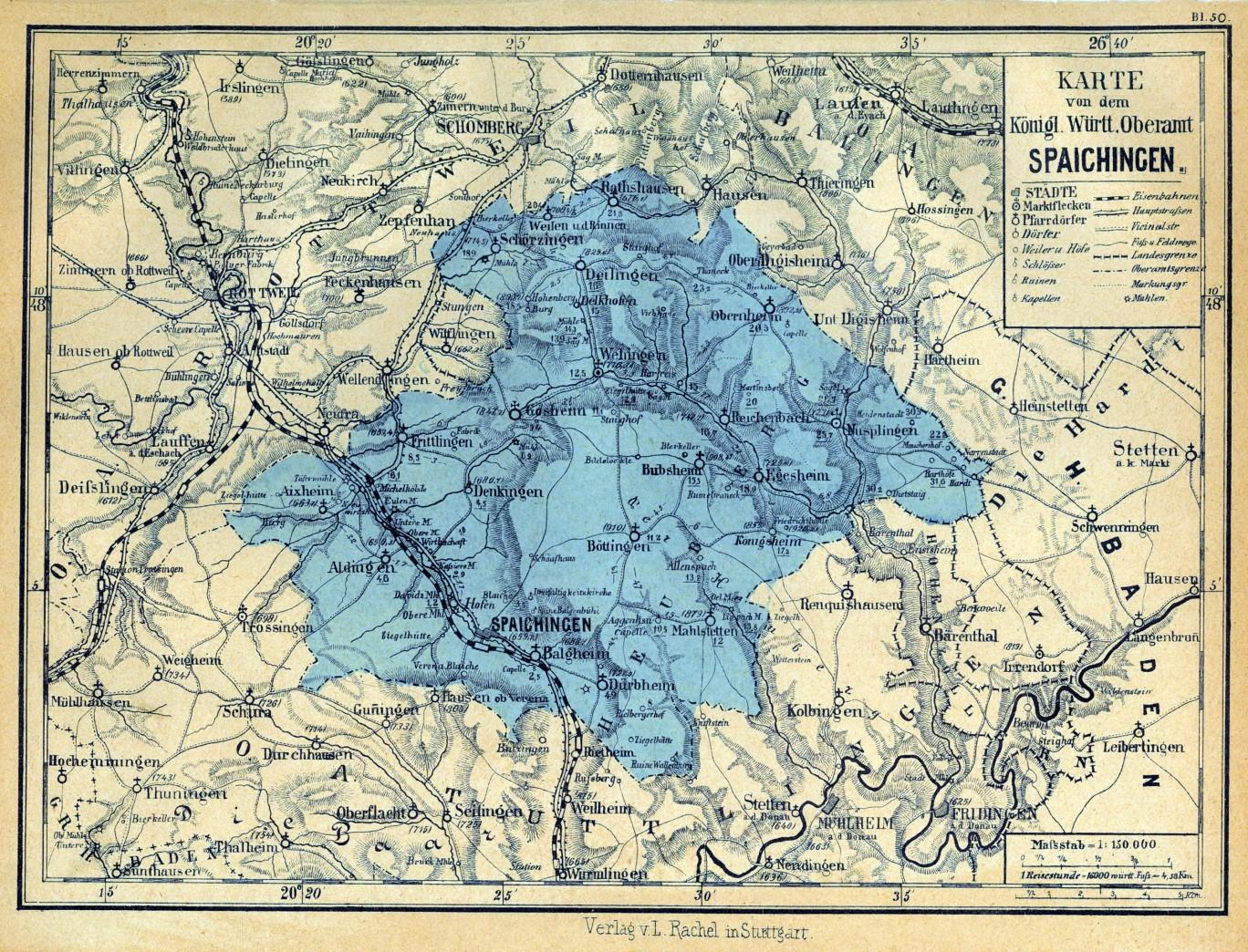 SPAICHINGEN. - Karte. "Karte von dem Königl. Württ. Oberamt Spaichingen