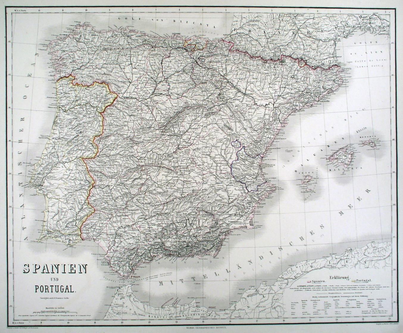 Spanien Karte Spanien Und Portugal Art Nbsp Nbsp Print Nbsp Nbsp Poster Peter Bierl Buch Kunstantiquariat