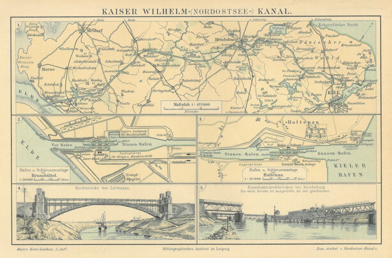 SCHLESWIG-HOLSTEIN. - Nordostseekanal. - Karte. "Kaiser Wilhelm