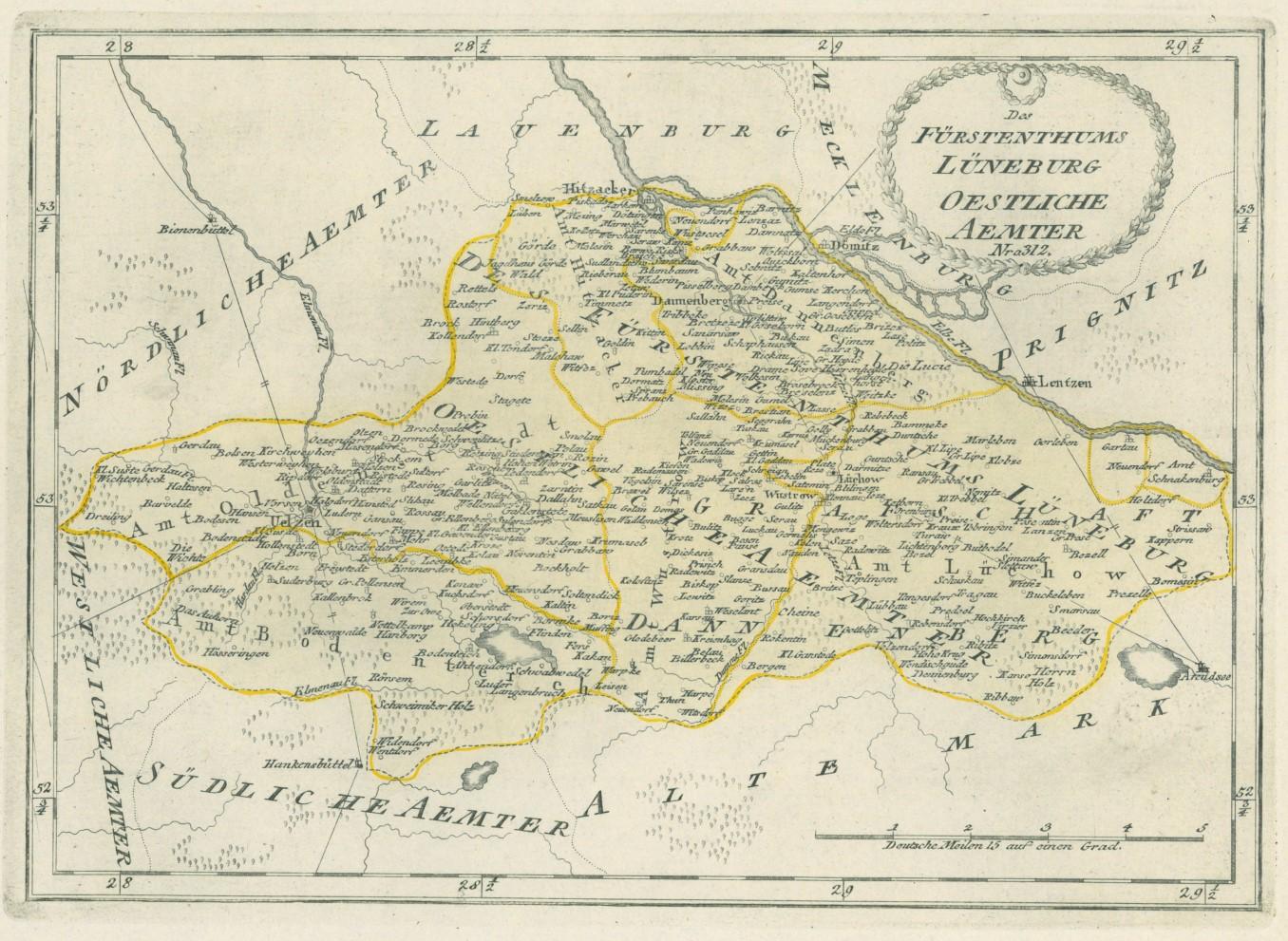LÜNEBURG. - Karte. "Des Fürstenthums Lüneburg Oestliche Aemter. Nro