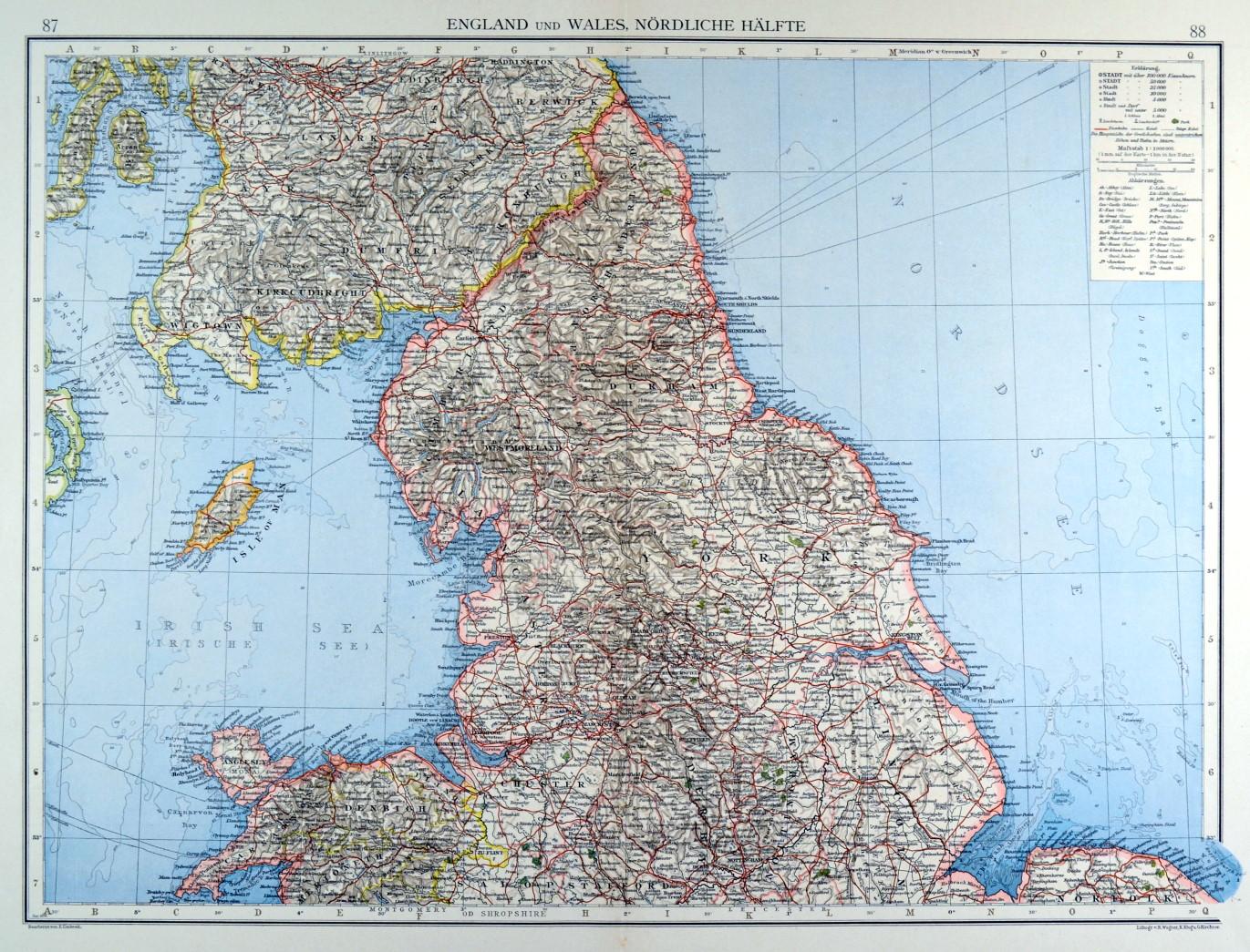 GROSSBRITANNIEN. - Nordengland. - Karte. "England und Wales. Nördliche