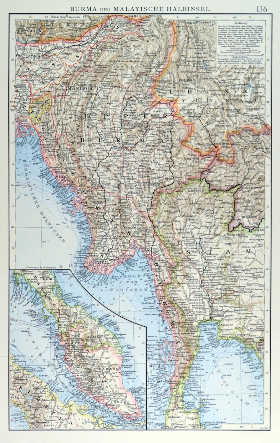 MALAYSIA. - Karte. "Burma und Malayische Halbinsel", mit einer
