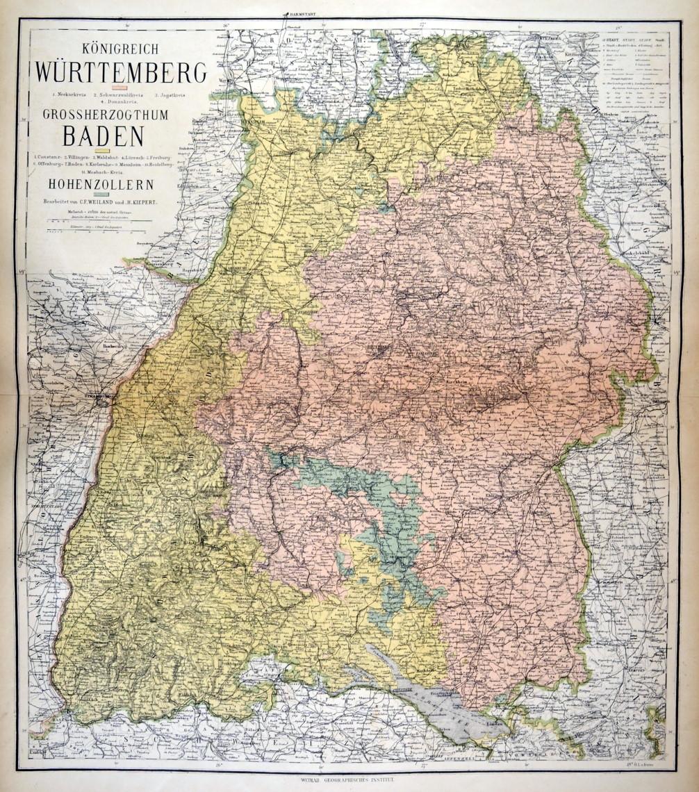 BADEN-WÜRTTEMBERG. - Karte. "Königreich Württemberg. Grossherzogthum
