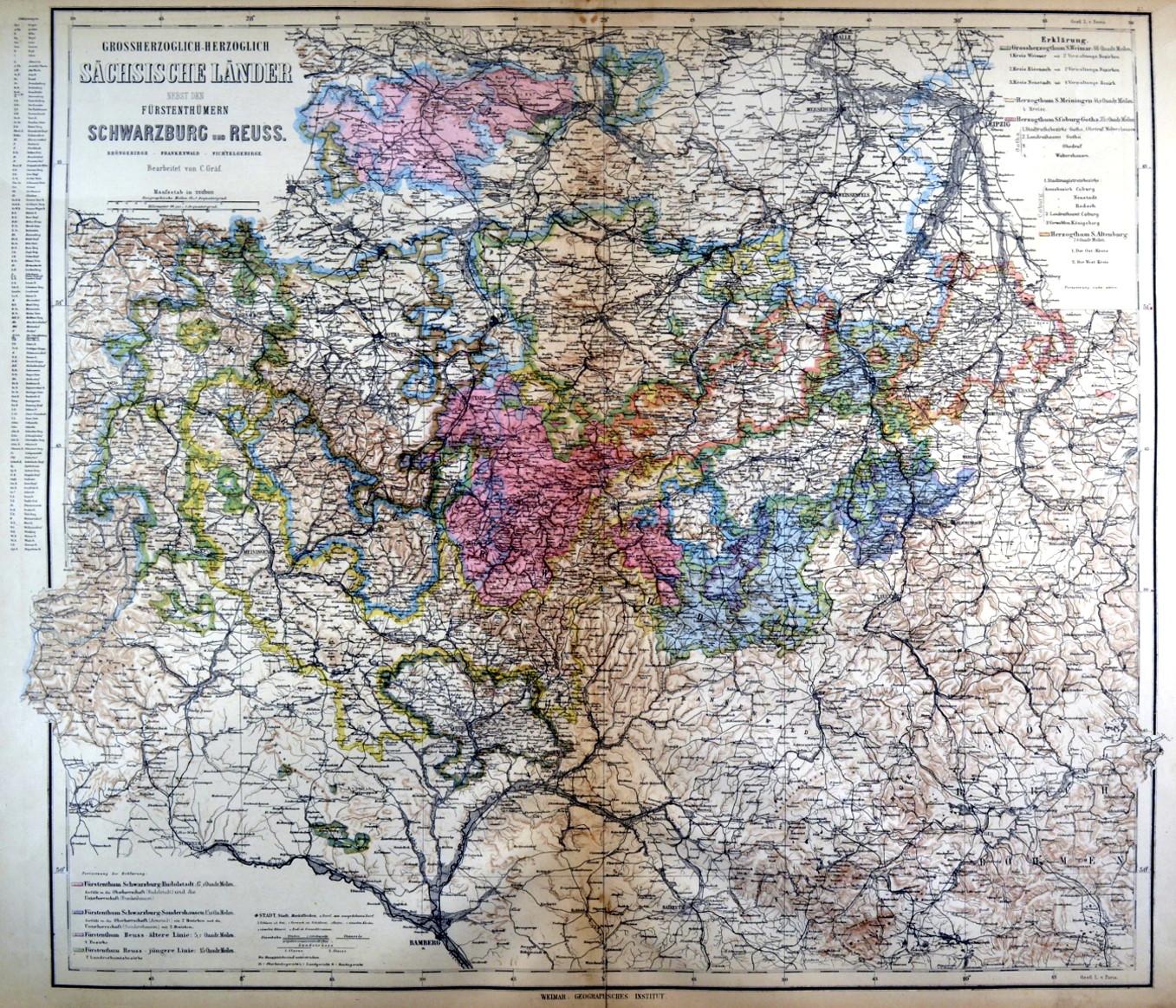 SACHSEN. - Thüringen. - Karte. "Grossherzoglich-Herzoglich Sächsische