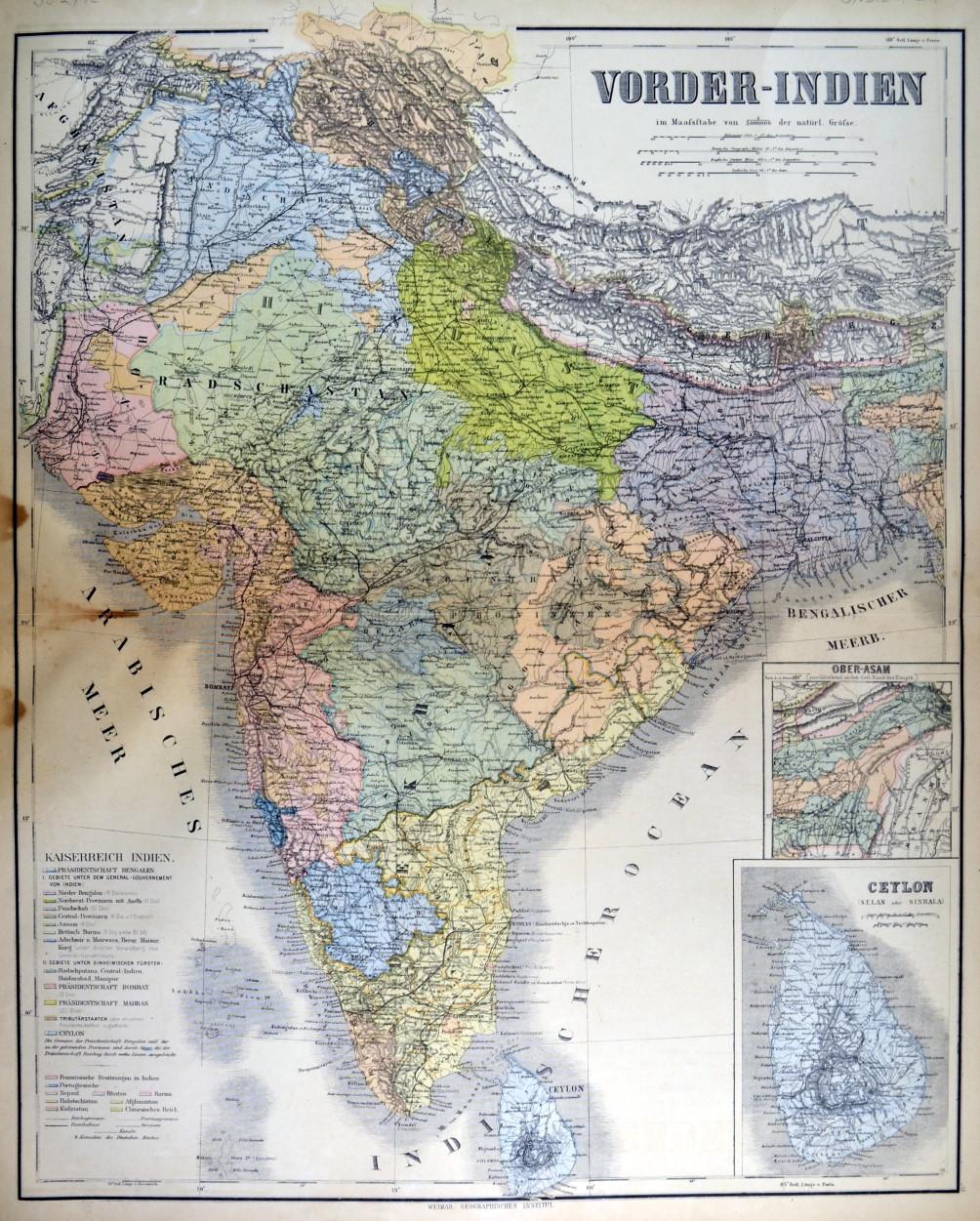 Indien Karte Vorder Indien Kaiserreich Indien Mit Nebenkarten Von Sri Lanka Ceylon Und Ober Asam Art Nbsp Nbsp Print Nbsp Nbsp Poster Peter Bierl Buch Kunstantiquariat