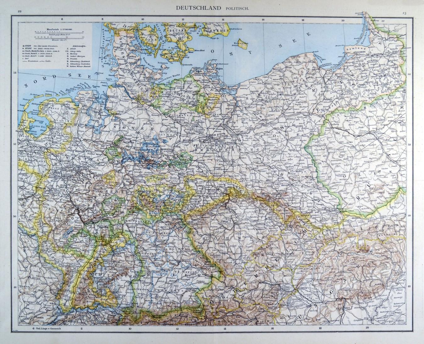 DEUTSCHLAND. - Karte. "Deutschland. Politisch". Gesamtkarte des