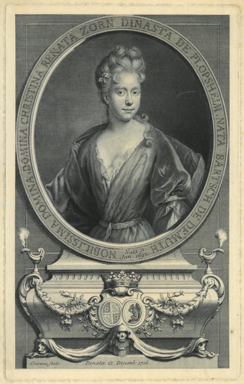 ZORN VON PLOBSHEIM Christina Renata 1692 1716 Bestattungswesen 
