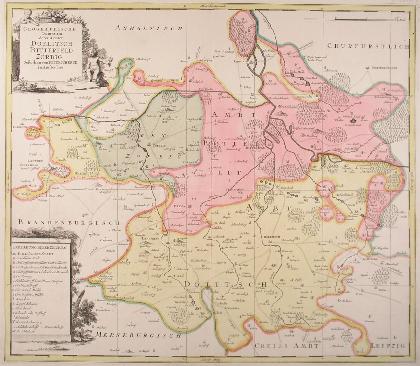BITTERFELD. - Karte. "Geographische Delineation derer Aemter Doelitsch