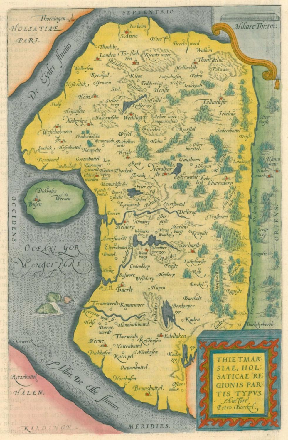 DITHMARSCHEN. - Karte. "Thietmarsiae, Holsaticae Regionis Partis Typus