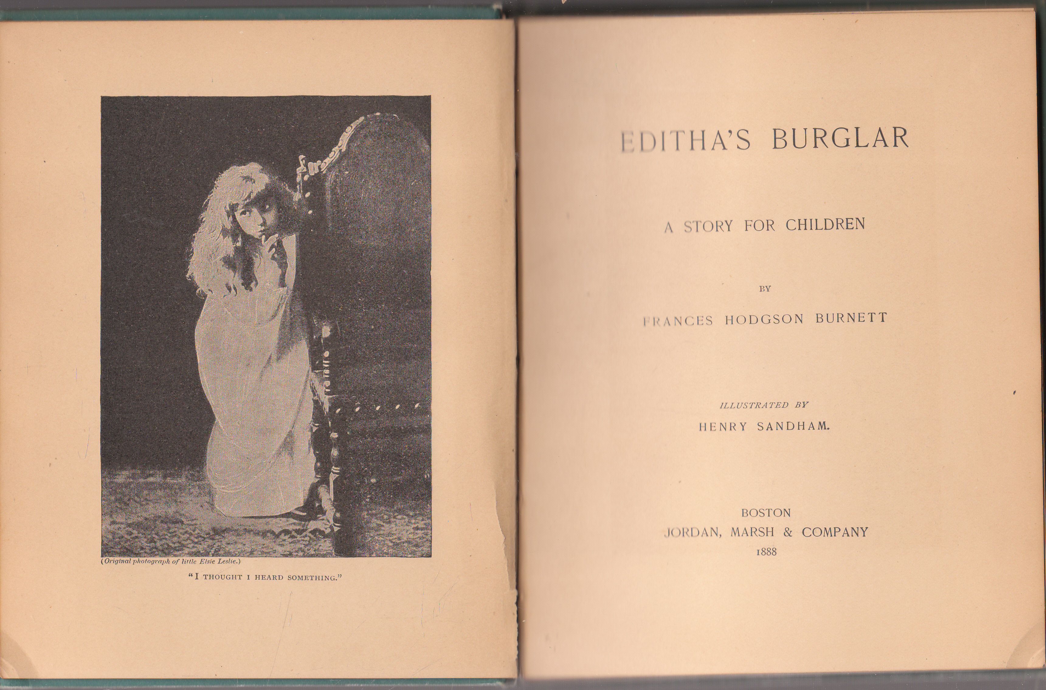 Edithas Burglar Par Burnett Frances Hodgson Hardcover 1888 First 