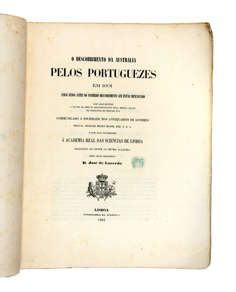 Descobrimento da Australia pelos Portuguezes em 1601. - MAJOR, Richard H.