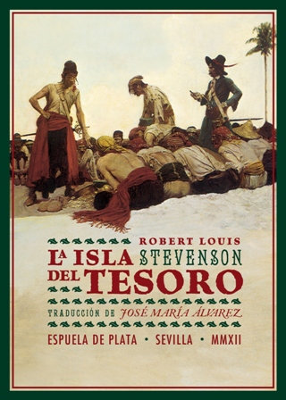 La isla del tesoro. Traducción de José María Álvarez. Stevenson empezó a escribir La Isla del Tesoro en unas vacaciones estivales al norte de Escocia, en 1881, a petición de un jovencito de 13 años llamado Lloyd Osborne. Es bien conocido que escribió la novela al tiempo que la ideaba en su cabeza, casi como si de un juego se tratara y a partir de un mapa imaginario que él mismo dibujó de la isla y a la que fue añadiendo los más diversos paisajes: montes, cabos, bahías, acantilados. A la tarea de confeccionar esta novela tan itinerante, pronto se unieron los padres, además de otros familiares y amigos: la novela se había convertido en el pasatiempo familiar de las vacaciones.Sin duda esta particular y espontánea planificación de la obra contribuyó a darle ese ritmo frenético y esa frescura que han hecho de la isla del tesoro un auténtico canto a la libertad, convirtiéndola en lectura universal obligada de la que ningún lector, que quiera presumir de serlo, ha de renunciar al menos media - STEVENSON, Robert Louis.-