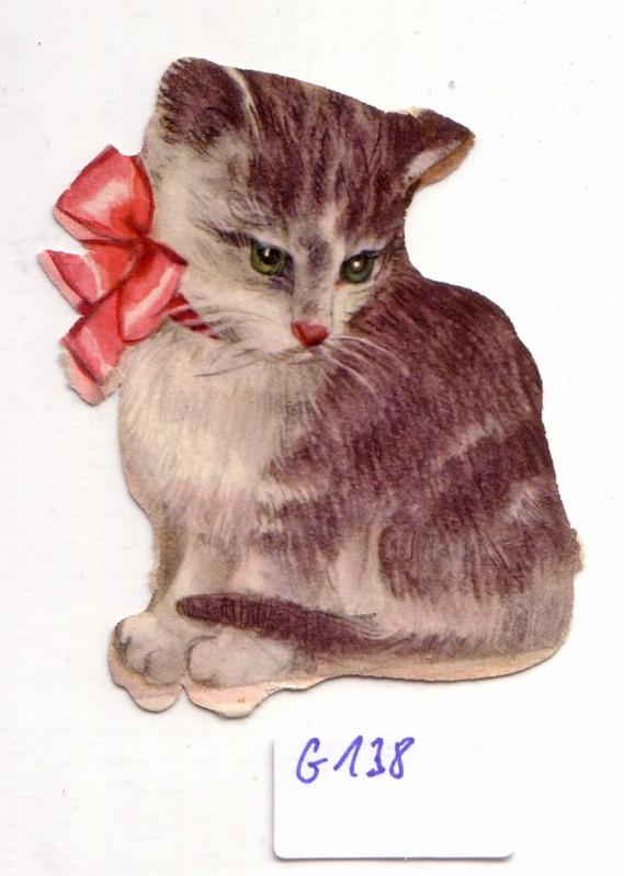 Glanzbild Große Katze mit Schleife um den Hals, Katzenkind, ohne Glitter  [Glitzer] ca. 6,5 x 4,5 cm: Manuscript / Paper Collectible |  GAENSAN Versandantiquariat