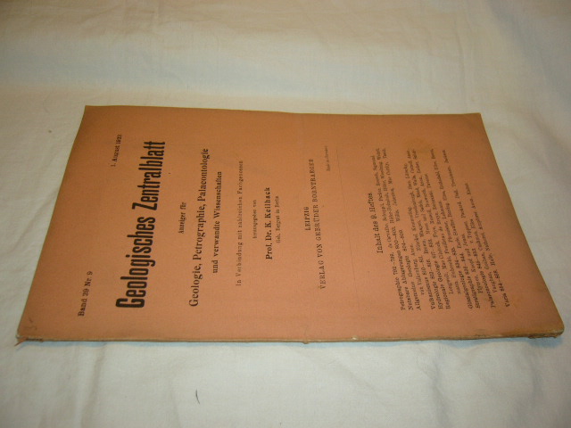 Geologisches Zentralblatt. Anzeiger für Geologie, Petrographie, Palaeontologie und verwandte Wissenschaften. Band 29, Nr. 9, 1. August 1923 - Keilhack, K. (Hg.)