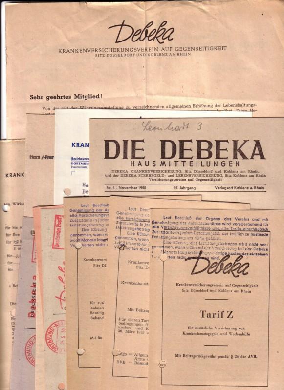 Konvolut aus Schriftstücken und Mitteilungen von und über die Debeka es sind insgesamt 19