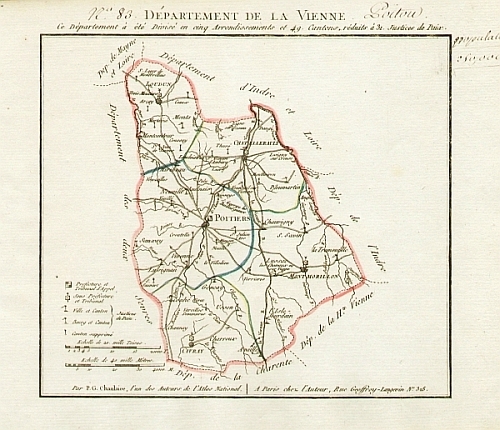 Departement De La Vienne Poitiers Loudun Mont Morillon Etc By Chanlaire P G 1800 Map Antiquariat A Suelzen