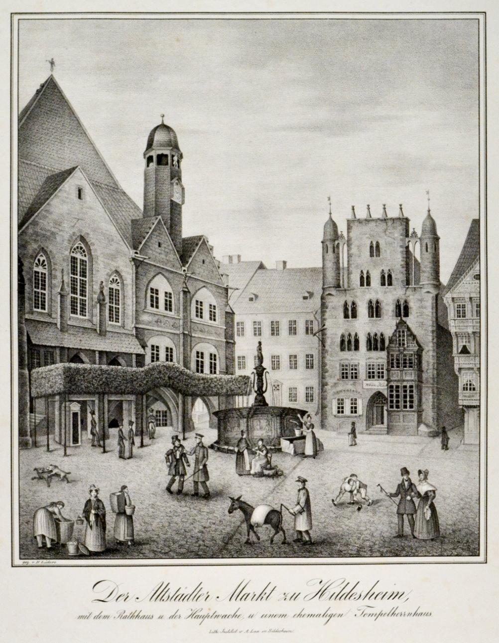 HILDESHEIM. "Der Altstädter Markt zu Hildesheim, mit dem Rathhaus u