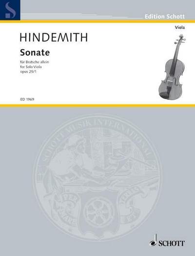 Sonate opus 25/1 : für Bratsche allein/for Solo Viola, Noten, Edition Schott - Paul Hindemith